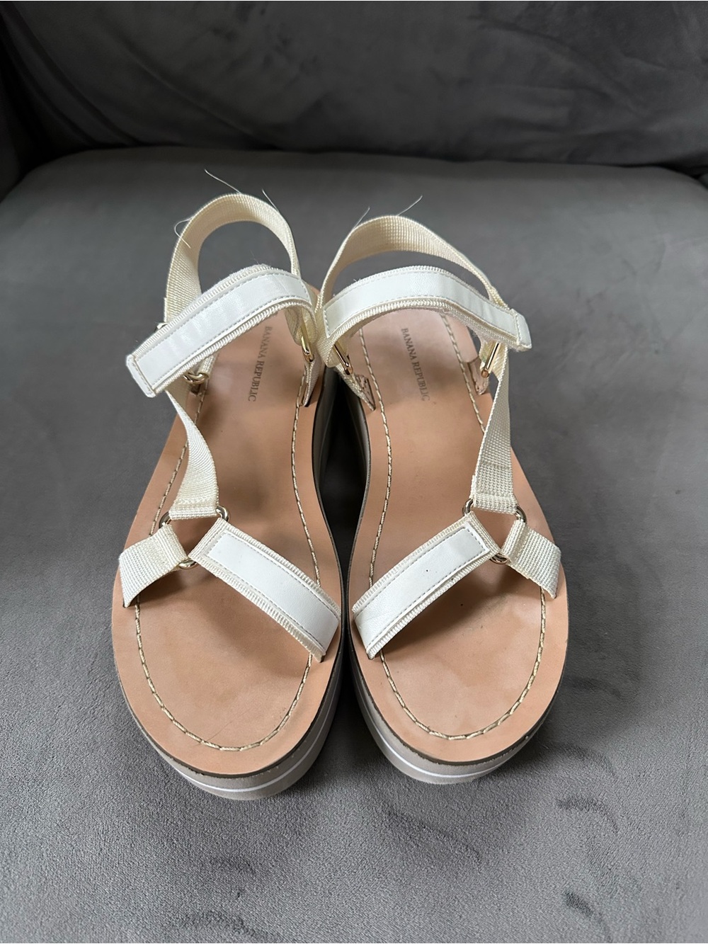 Banana Republic White Platform Strappy Sandals